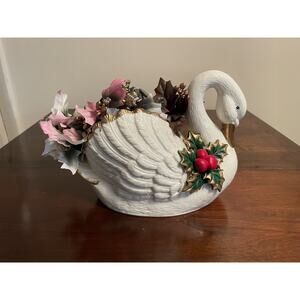 Vintage Ceramic Swan Vase Planter NIB Granny Core MCM